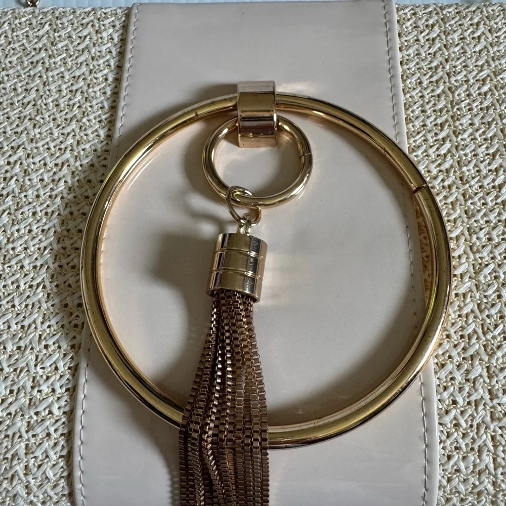 Cream and Gold Clutch with Tassel